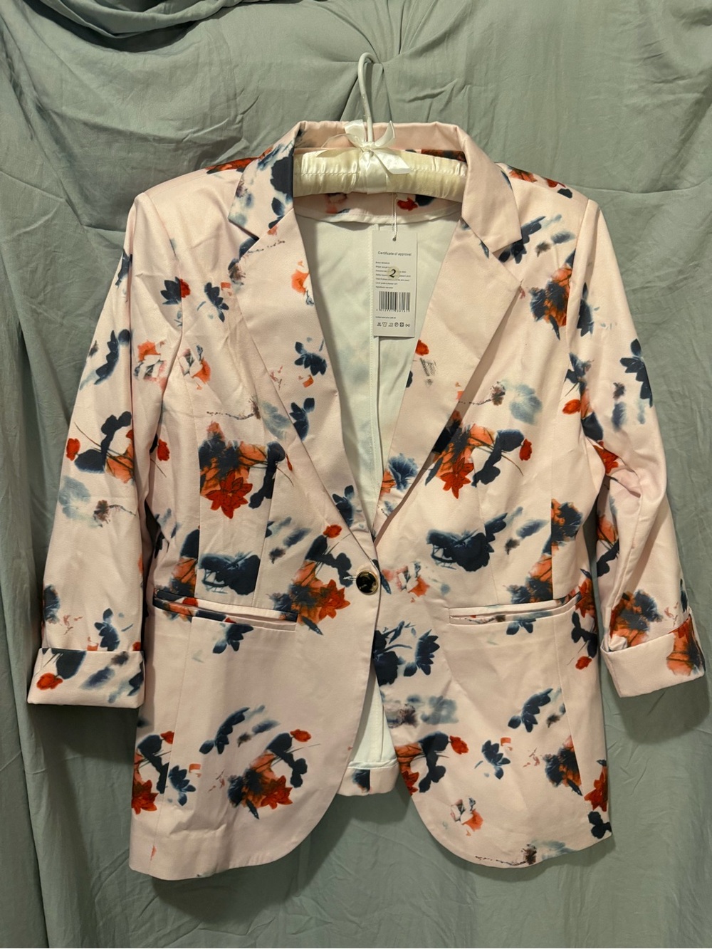 Light Pink Floral Single-Button Blazer